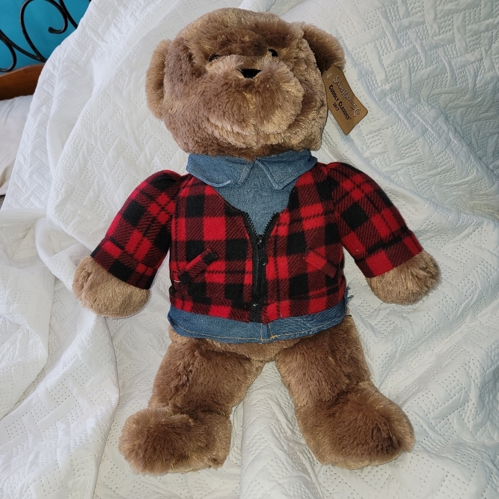 2017 Sears w/ tag Cuddly Classics Dan Dee Plush Bear Tartan Plaid 26”